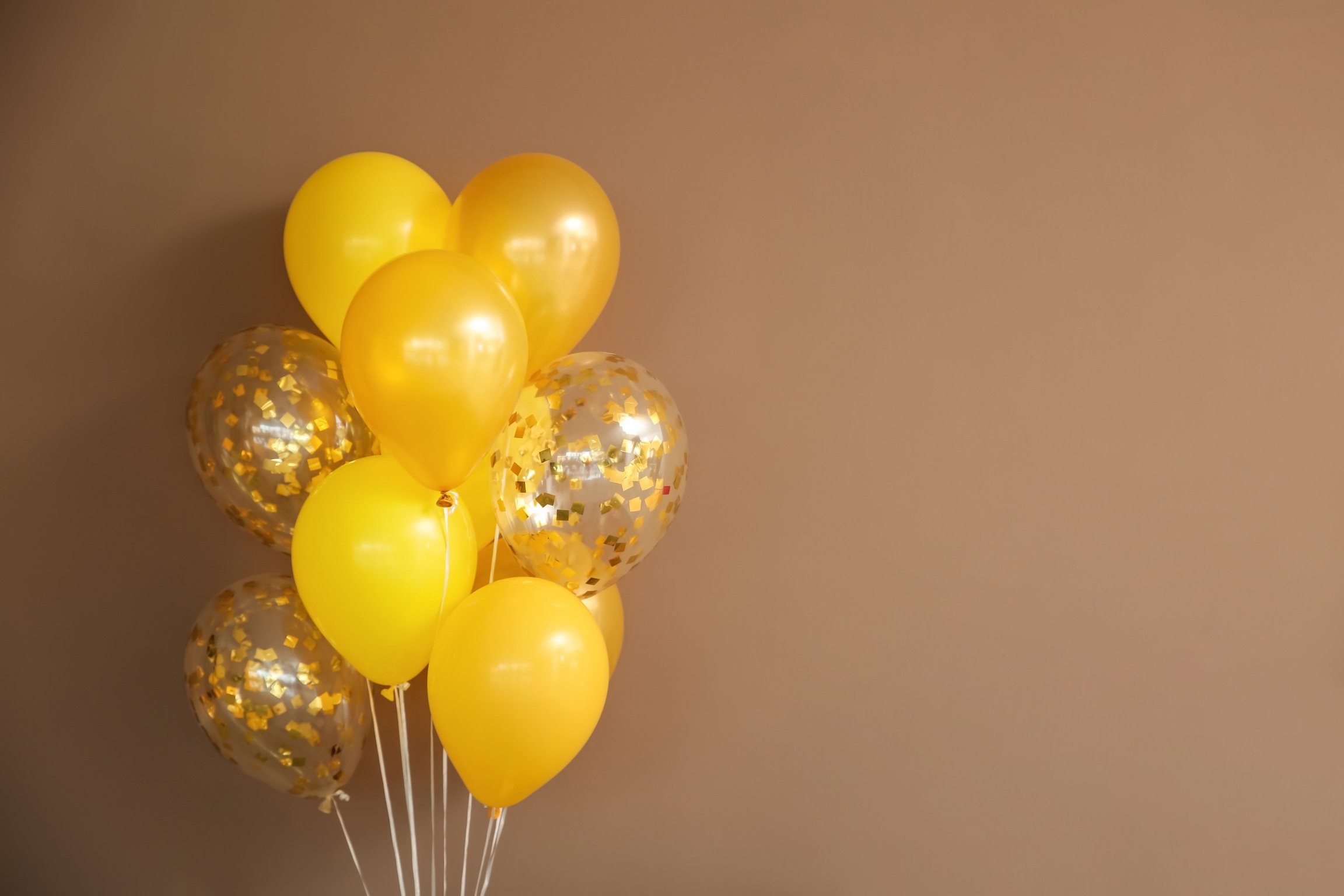 Birthday Balloons on Color Background